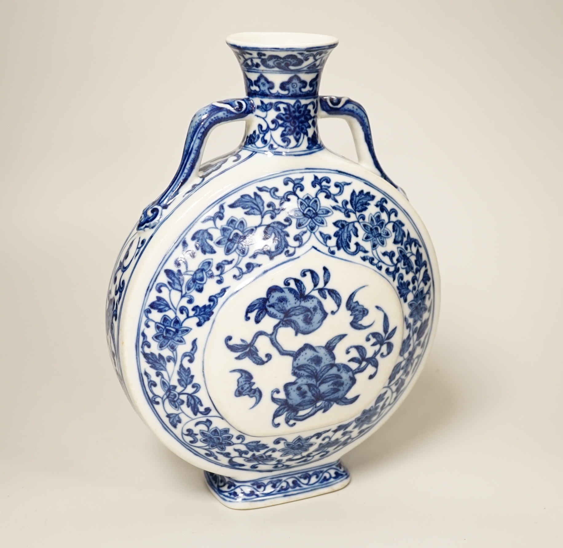 A Chinese blue and white moonflask, 25cm                                                                                                                                                                                    