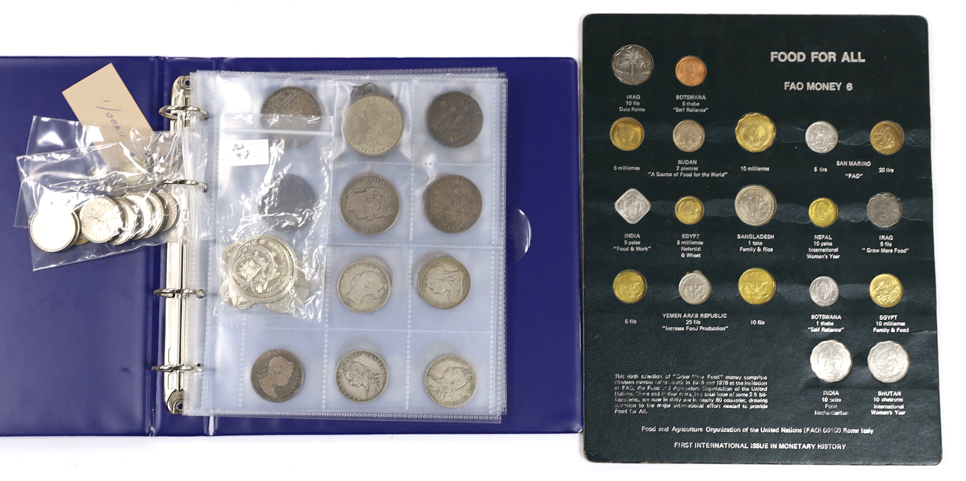 British and World coins, George III to George VI collection in one folder                                                                                                                                                   