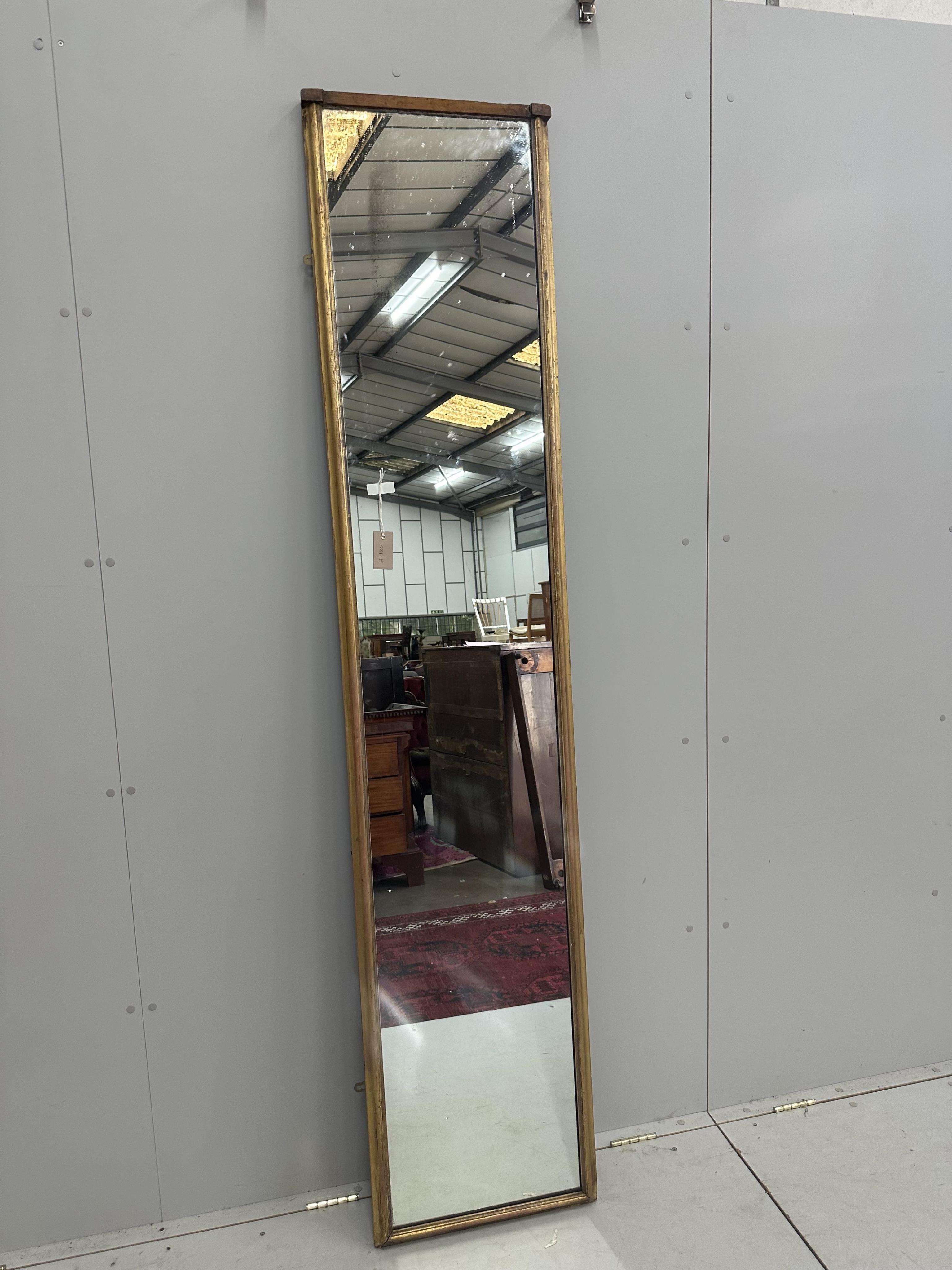 A Victorian rectangular giltwood robing mirror, width 46cm, height 216cm. Condition - fair                                                                                                                                  