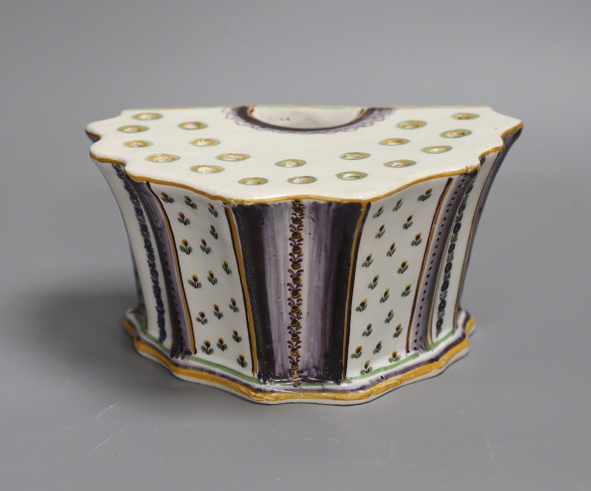 A French polychrome faience bough pot, late 18th century, 19cm wide                                                                                                                                                         