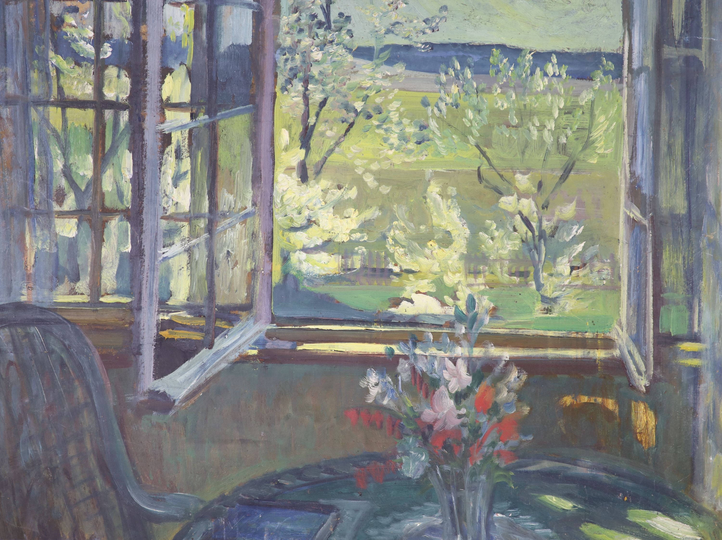 George Greve-Lindau (1876-1963), oil on board, View from a window, signed, 51 x 61cm, unframed                                                                                                                              