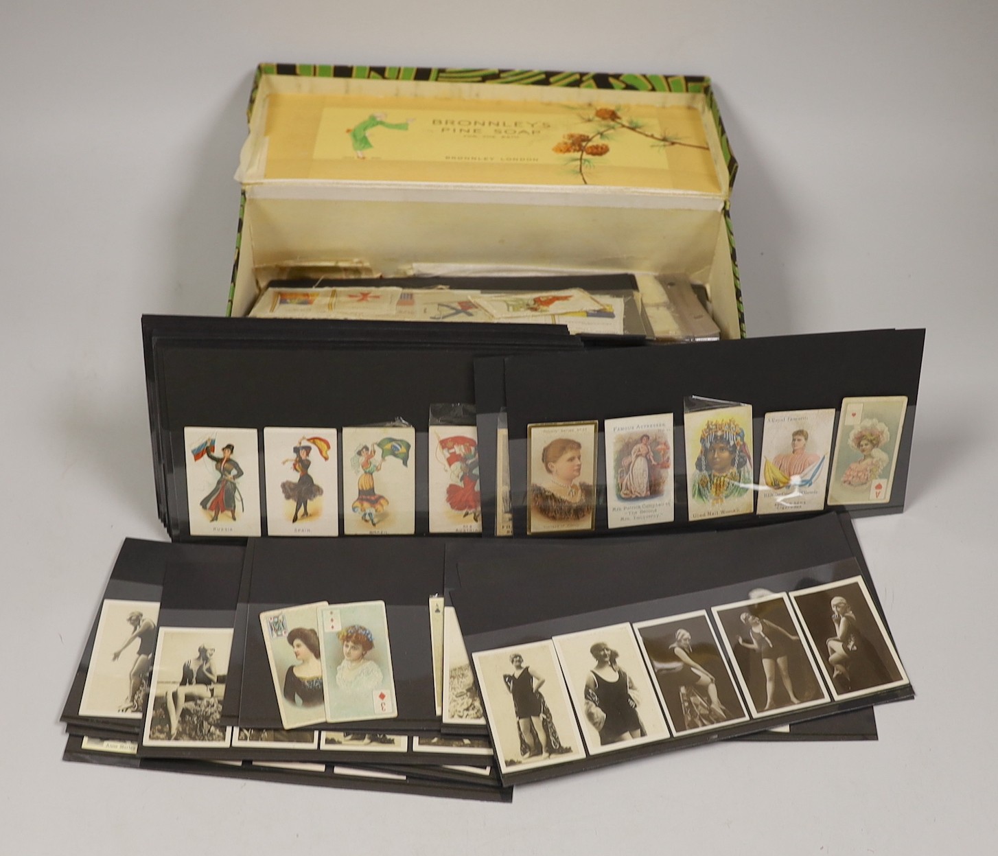 A collection of cigarette cards and silks; to include bathing beauties and stars of stage and screen from the 1920’s                                                                                                        