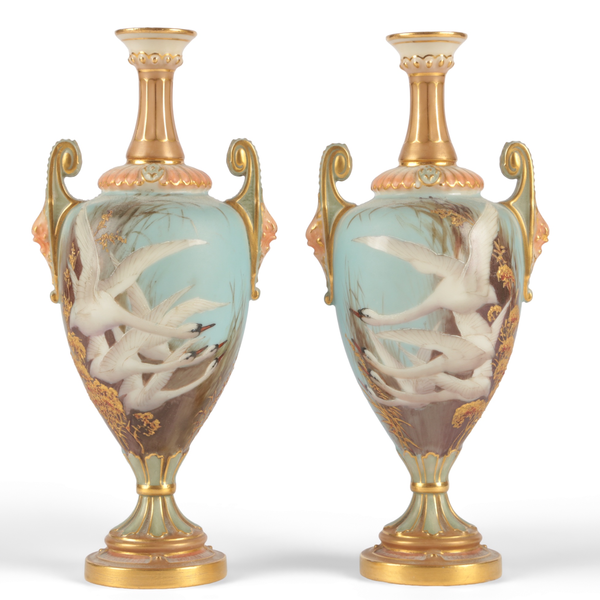 A pair of Royal Worcester vases