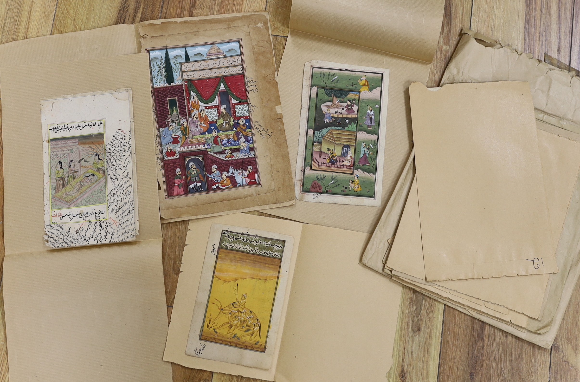 Indian School c.1900, folio of gouaches on paper, Studies of nobles and courtiers, largest approx. 23 x 14cm, unframed                                                                                                      