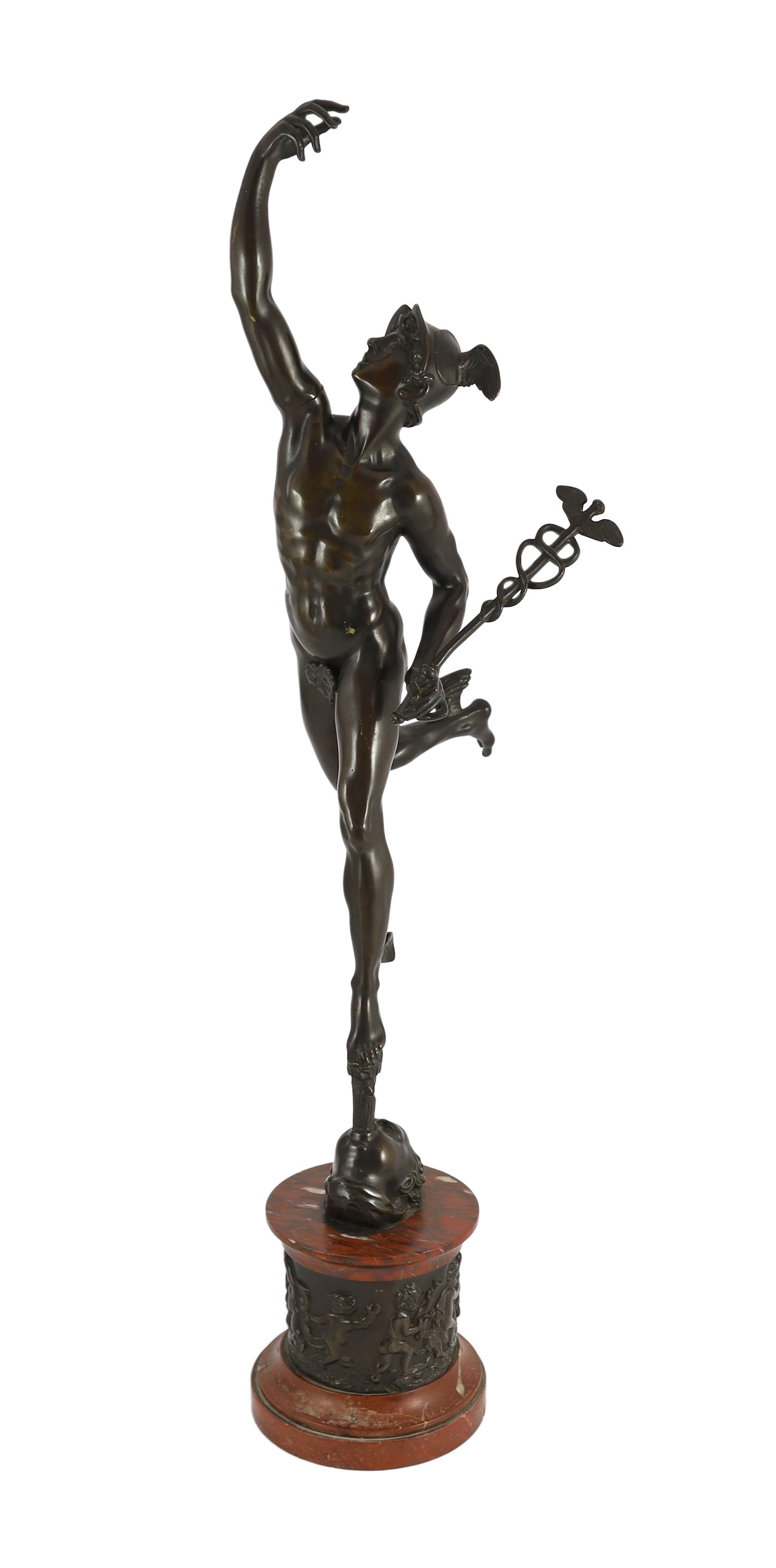 After Giambologna. A Grand Tour bronze figure of Mercury, height 82cm                                                                                                                                                       
