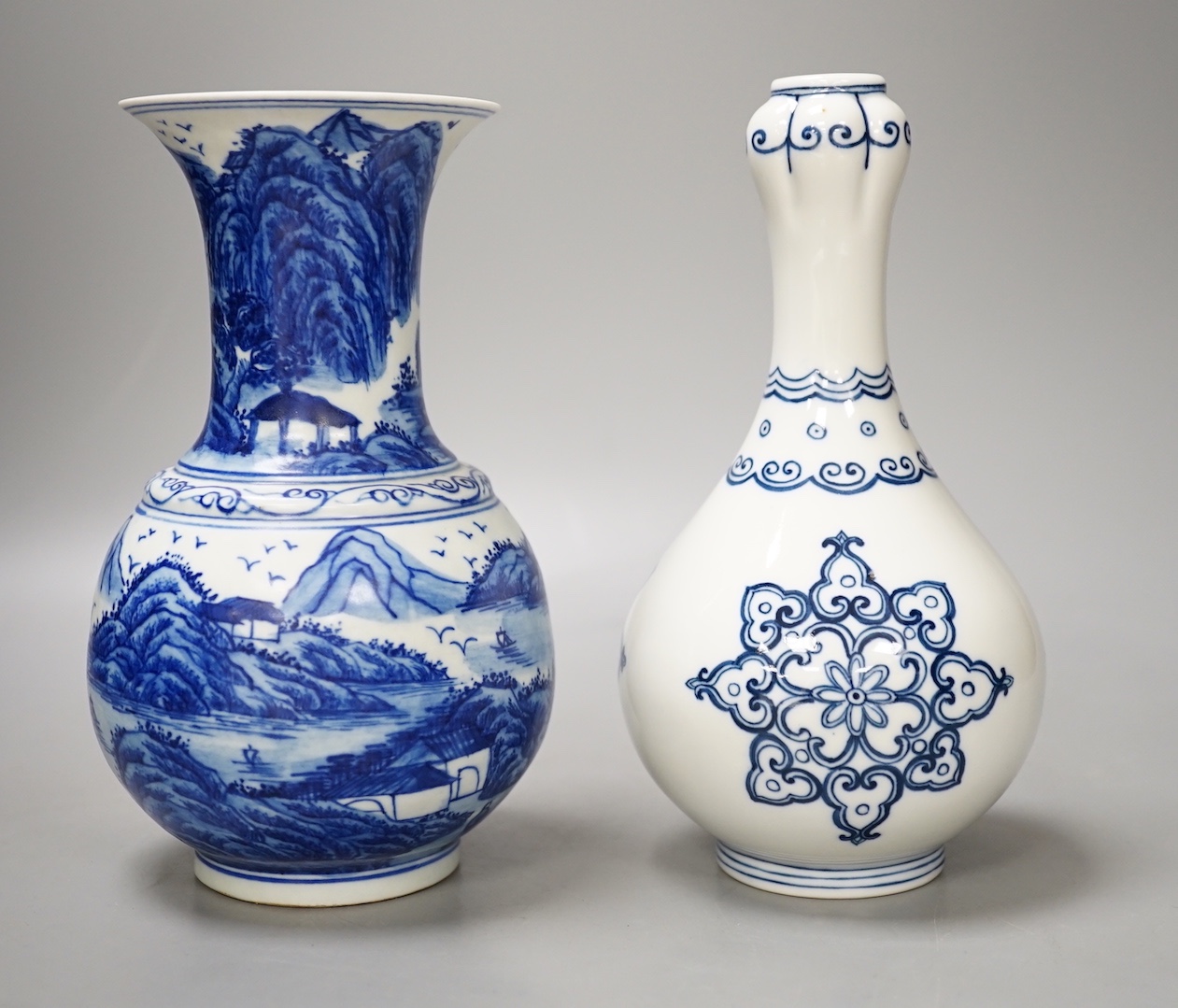 Two Chinese blue and white vases, 18cm                                                                                                                                                                                      