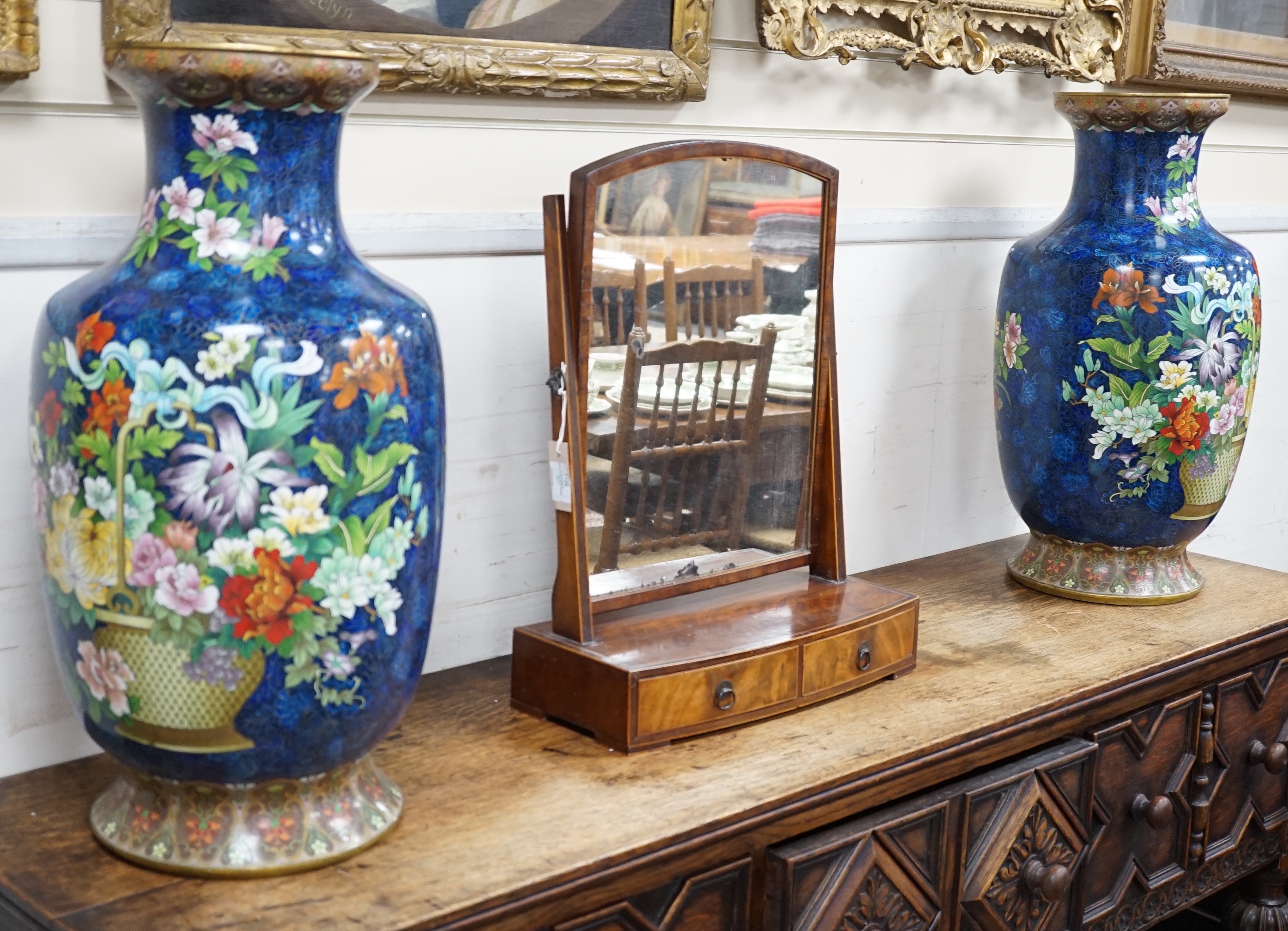 A large pair of Chinese cloisonné enamel baluster vases, 66cm                                                                                                                                                               