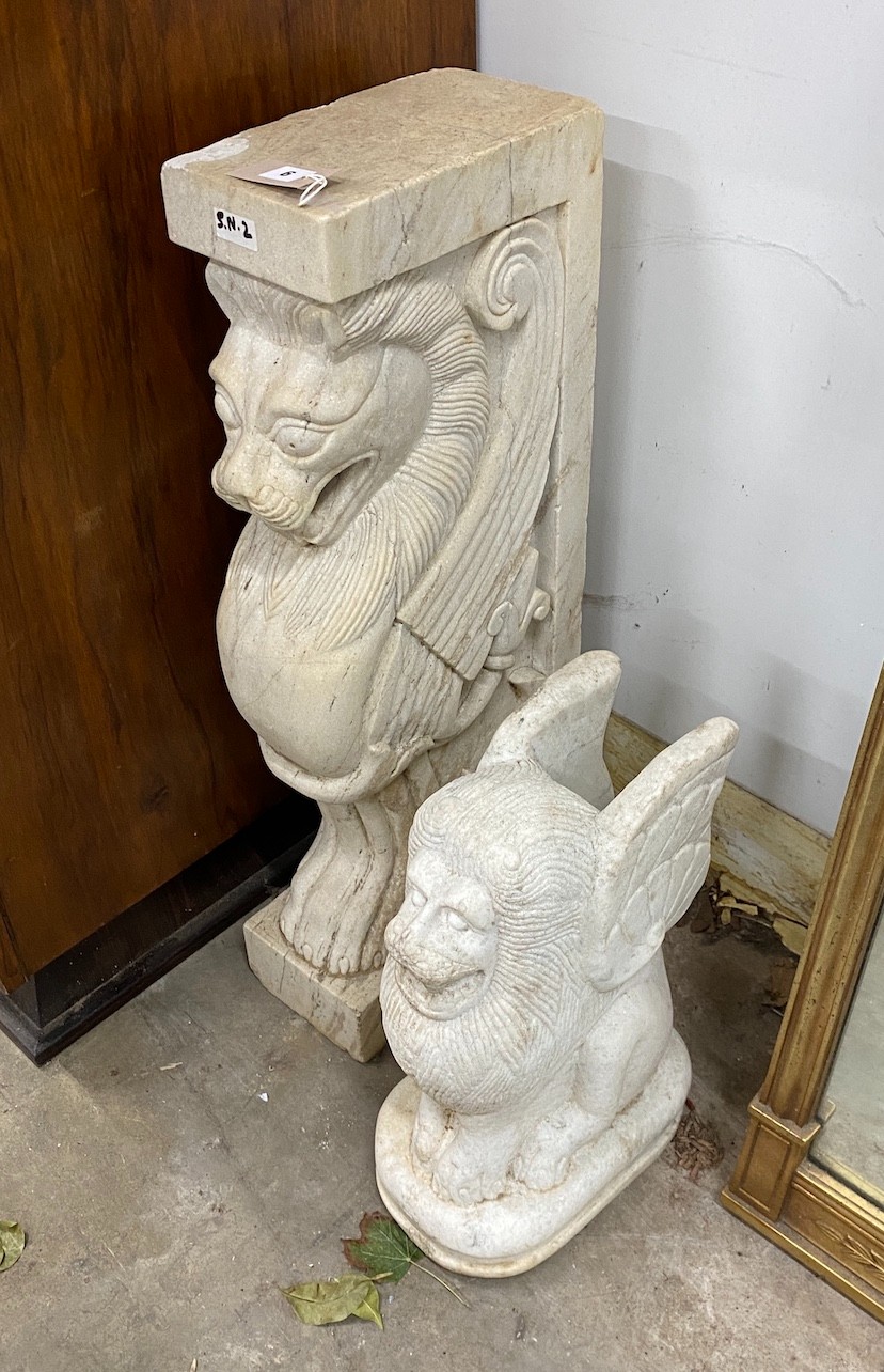Two stone carvings, largest height 76cm                                                                                                                                                                                     