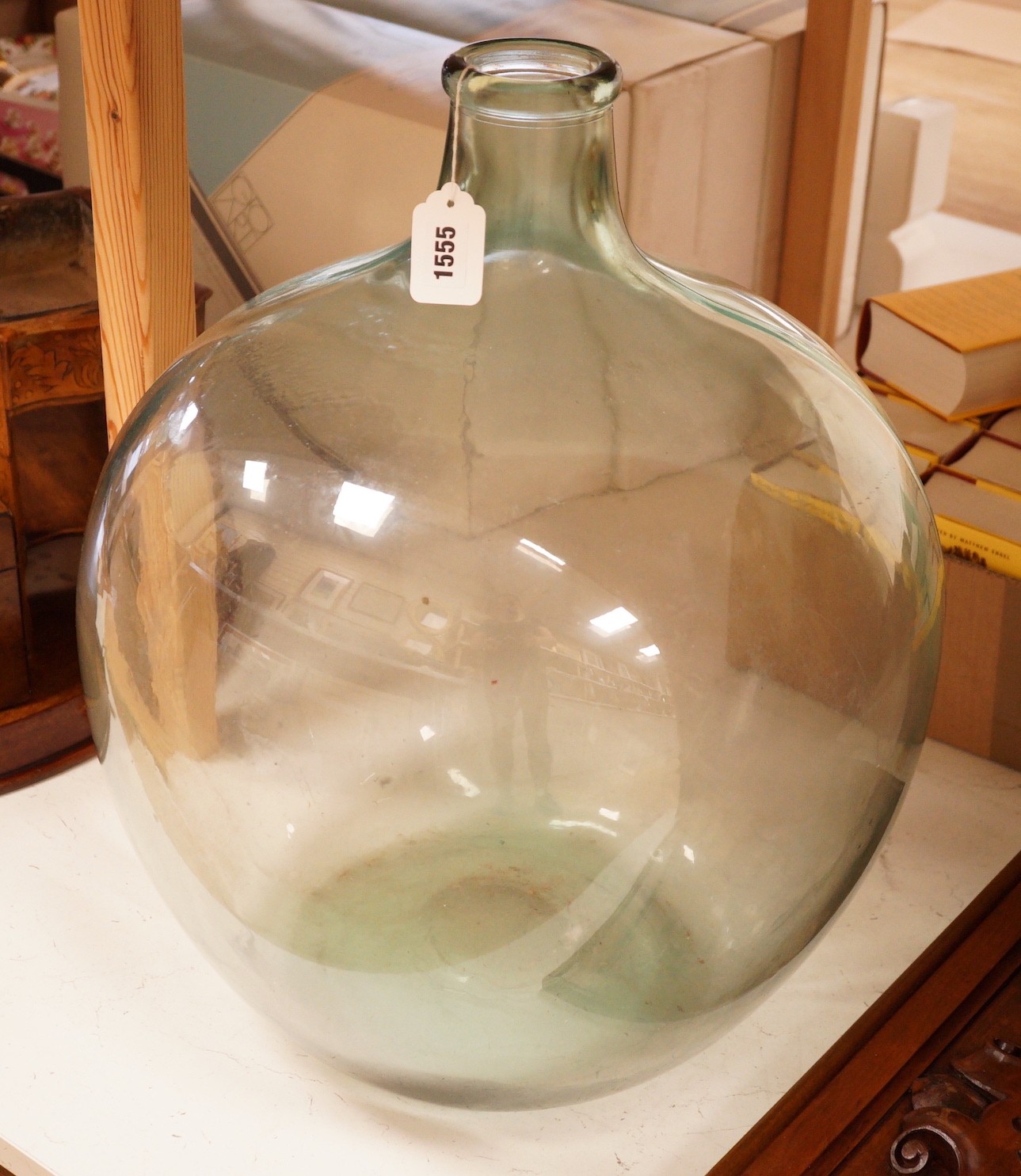 A glass carboy                                                                                                                                                                                                              