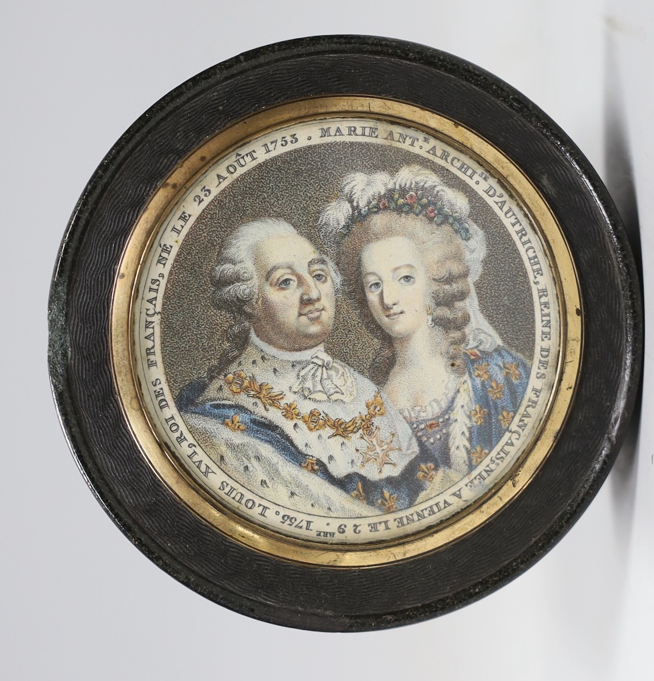 An 18th century tortoiseshell circular box and cover, 8cm diameter                                                                                                                                                          