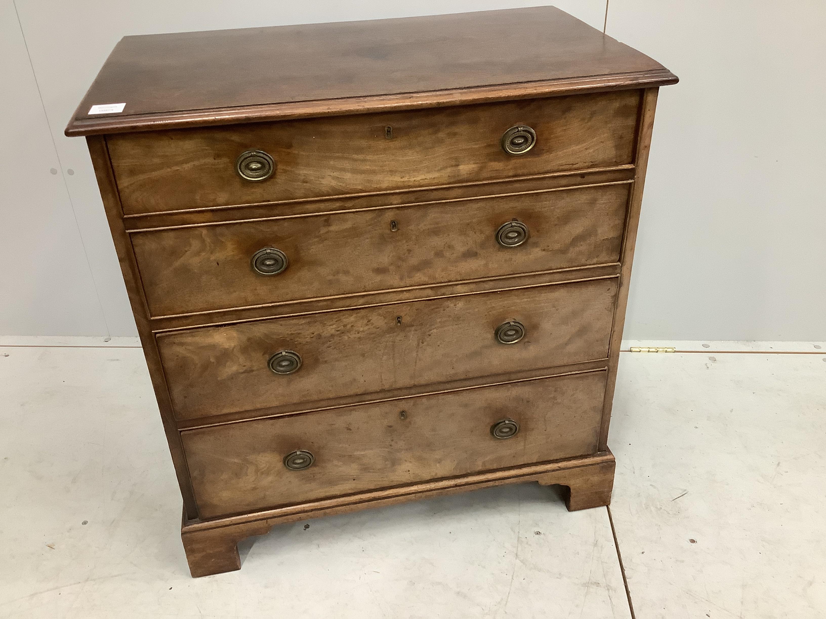 A George IV mahogany chest of four drawers, width 80cm, depth 47cm, height 84cm                                                                                                                                             