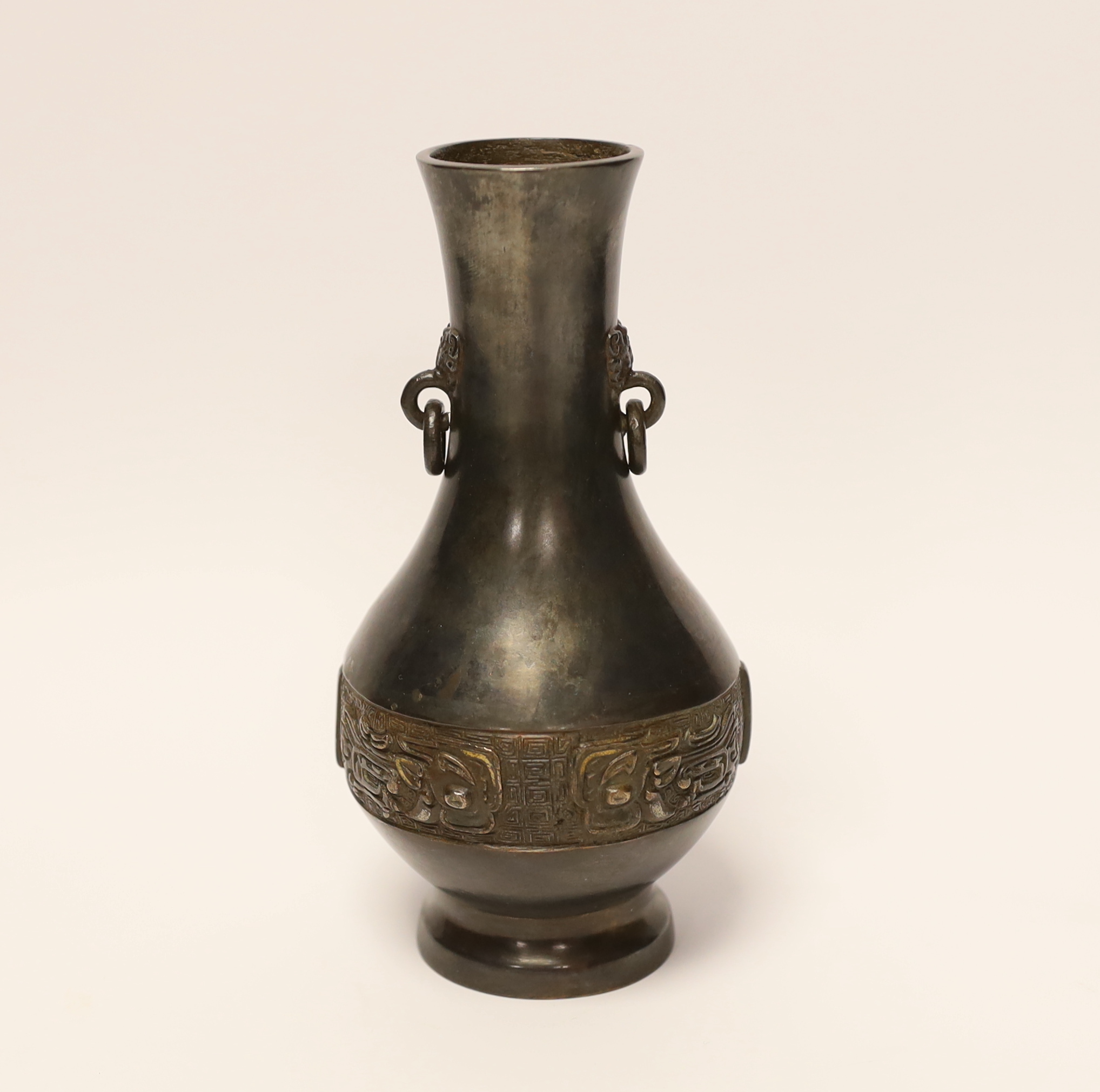 A Chinese bronze vase, 17th / 18th century, 16.5cm                                                                                                                                                                          