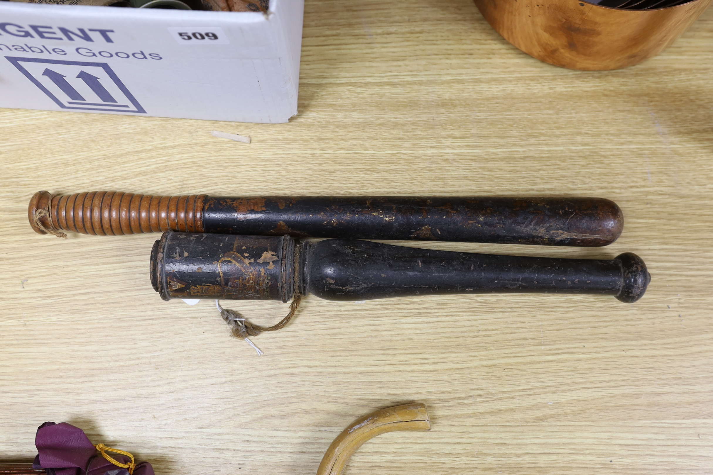 A George IV and a Victorian truncheon, 42cm long (2)                                                                                                                                                                        