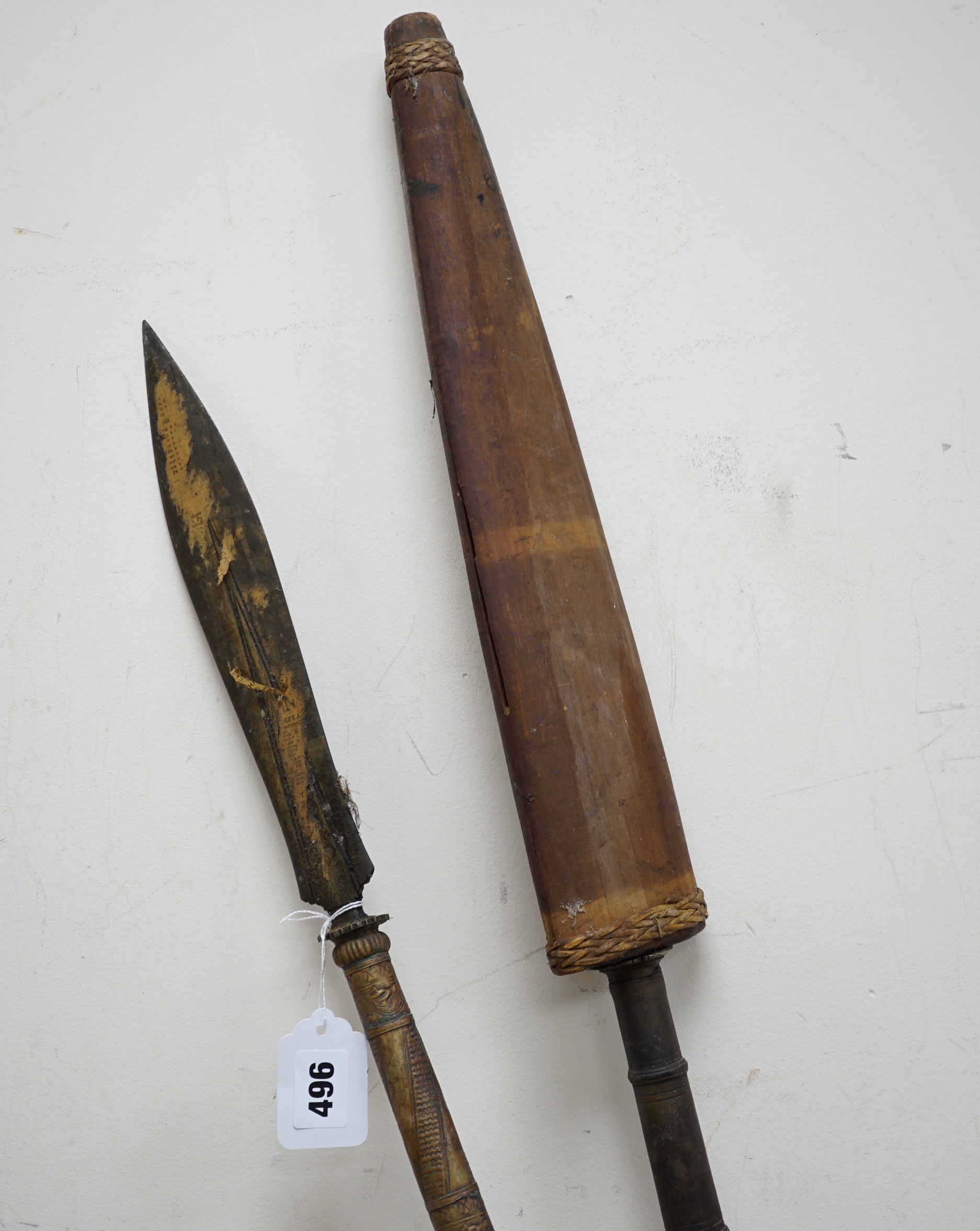 Two antique tribal spears.                                                                                                                                                                                                  