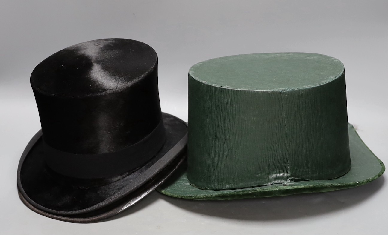 A top hat by Wodrow of London, together with an opera hat                                                                                                                                                                   