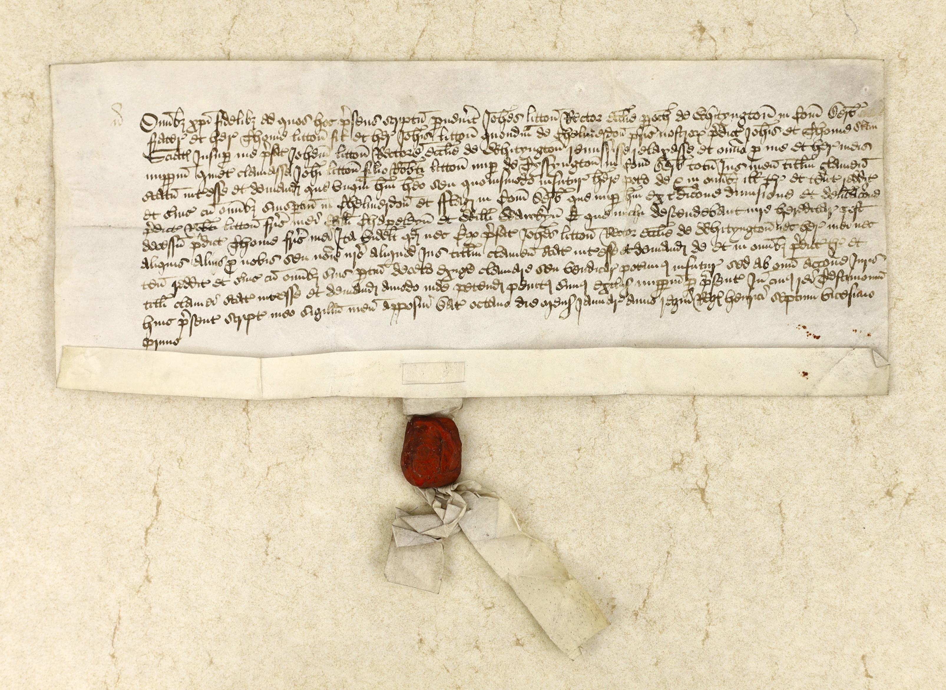 Quitclaim, 8 January 1506, John Litton, rector of Whittington (Whityngton) in Derbyshire, brother and heir of Thomas Litton, the son and heir of their father John Litton of Chelmorton (Chelmerdon)                        