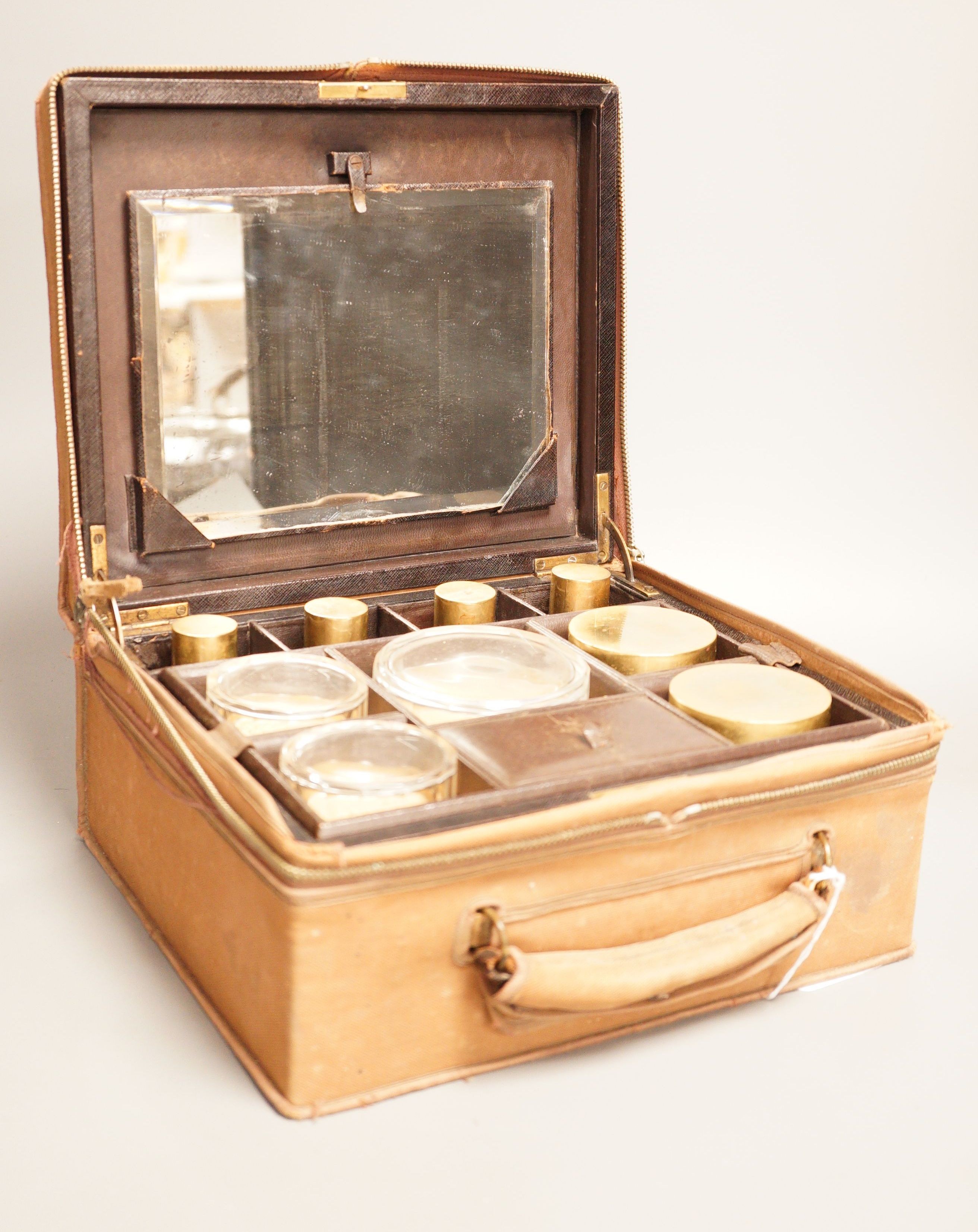 An Asprey & Co. leather clad travelling vanity case                                                                                                                                                                         
