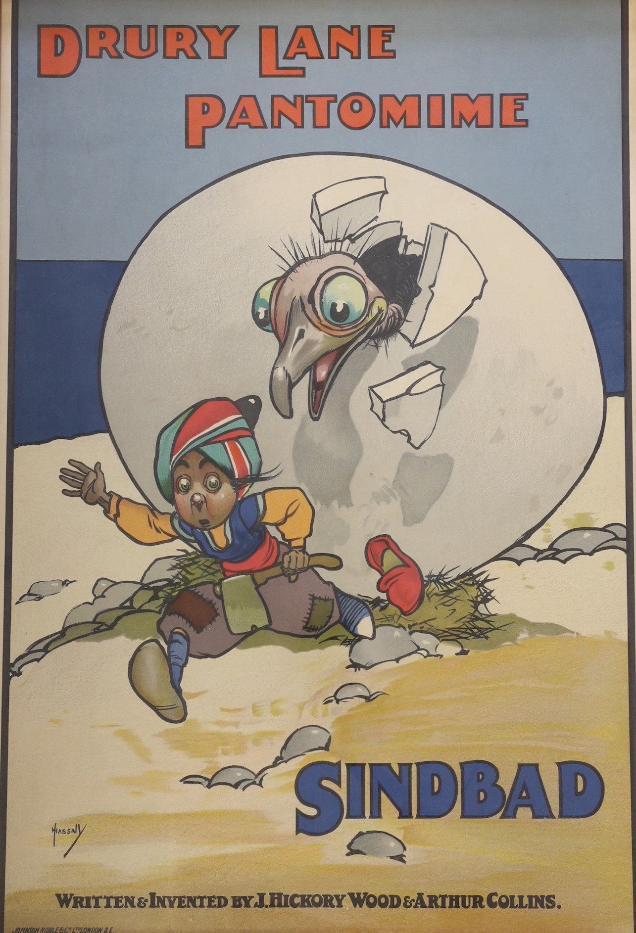 John Hassell (1868-1948), original poster for 'Sindbad' Drury Lane pantomime, circa 1906, 73 x 51cm                                                                                                                         