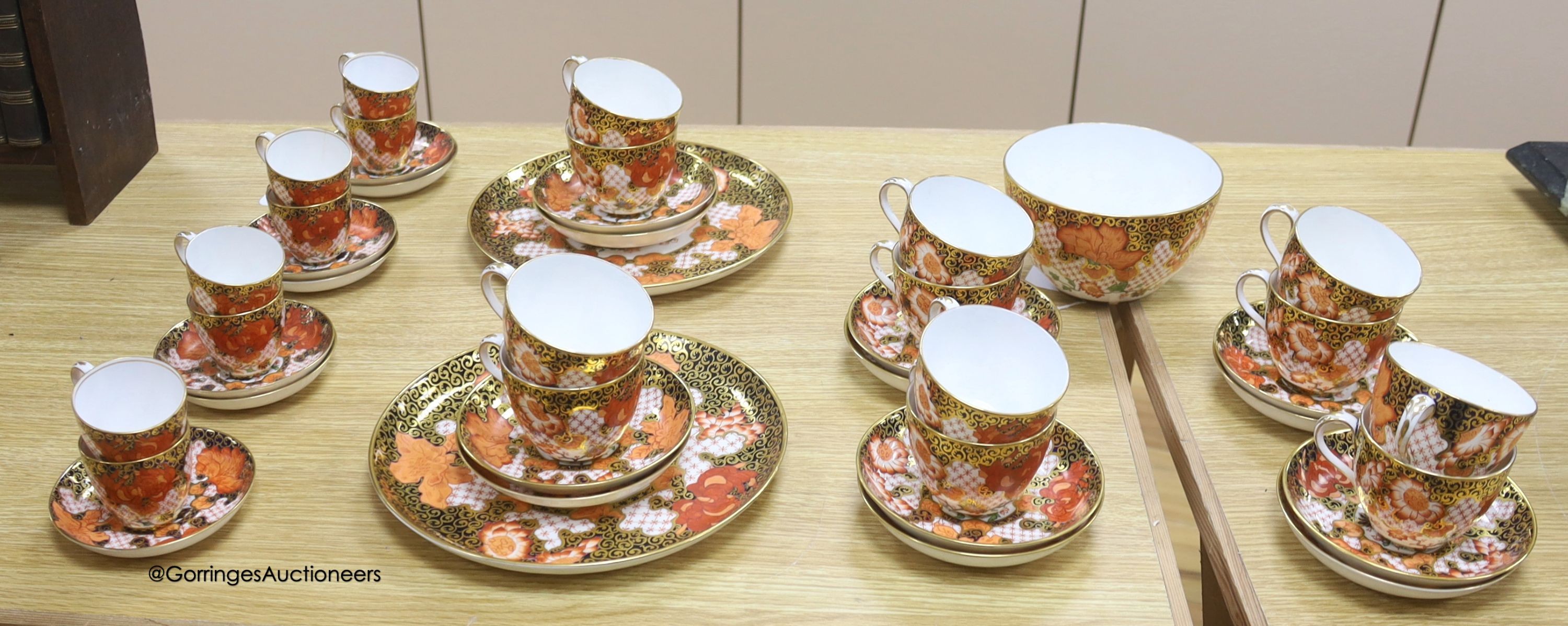 A quantity of Crown Derby Imari pattern No. 2444 tea and coffee wares                                                                                                                                                       