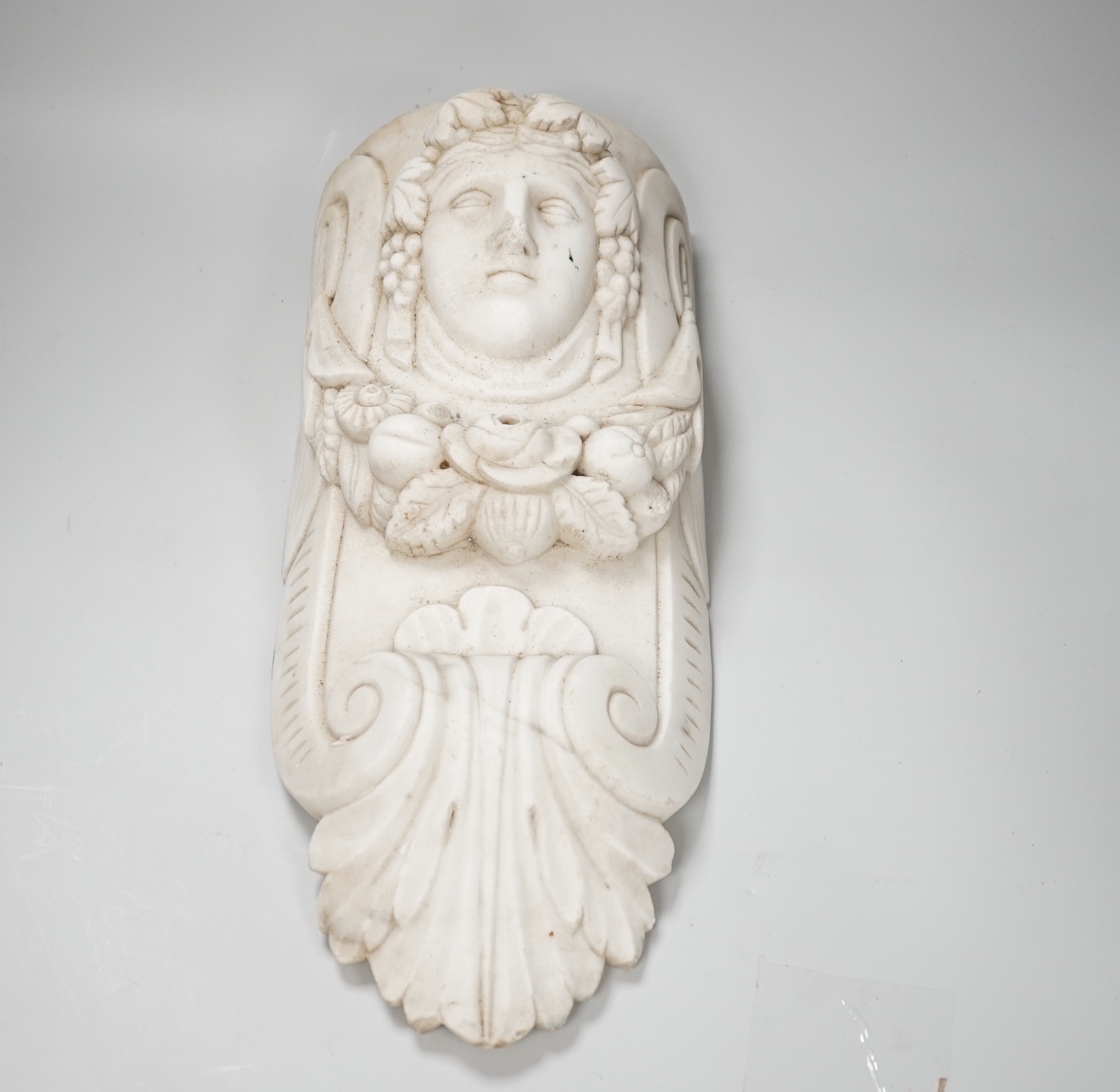 A 19th century carved marble architectural mount, 44cm high                                                                                                                                                                 