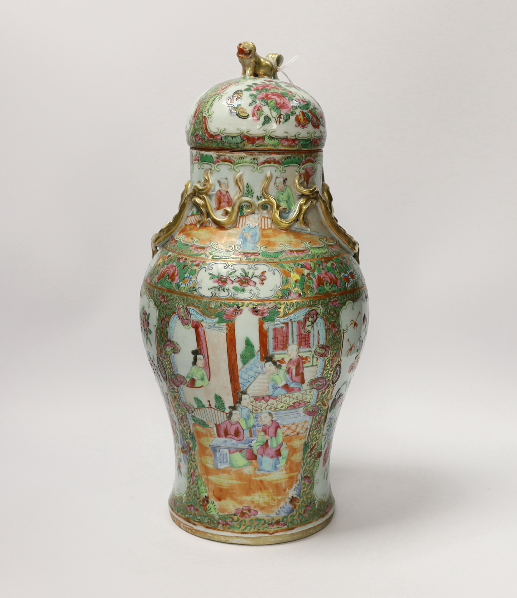 A 19th century Chinese famille rose jar and cover, 39cm                                                                                                                                                                     