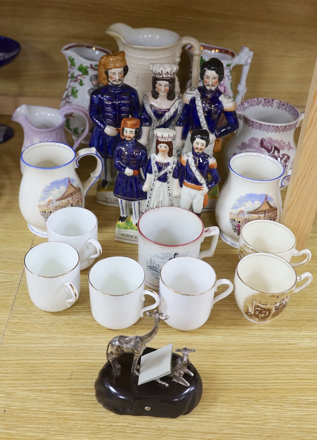 A Victorian volunteers jug, Rifle Club cups, related jugs inc NRA etc                                                                                                                                                       