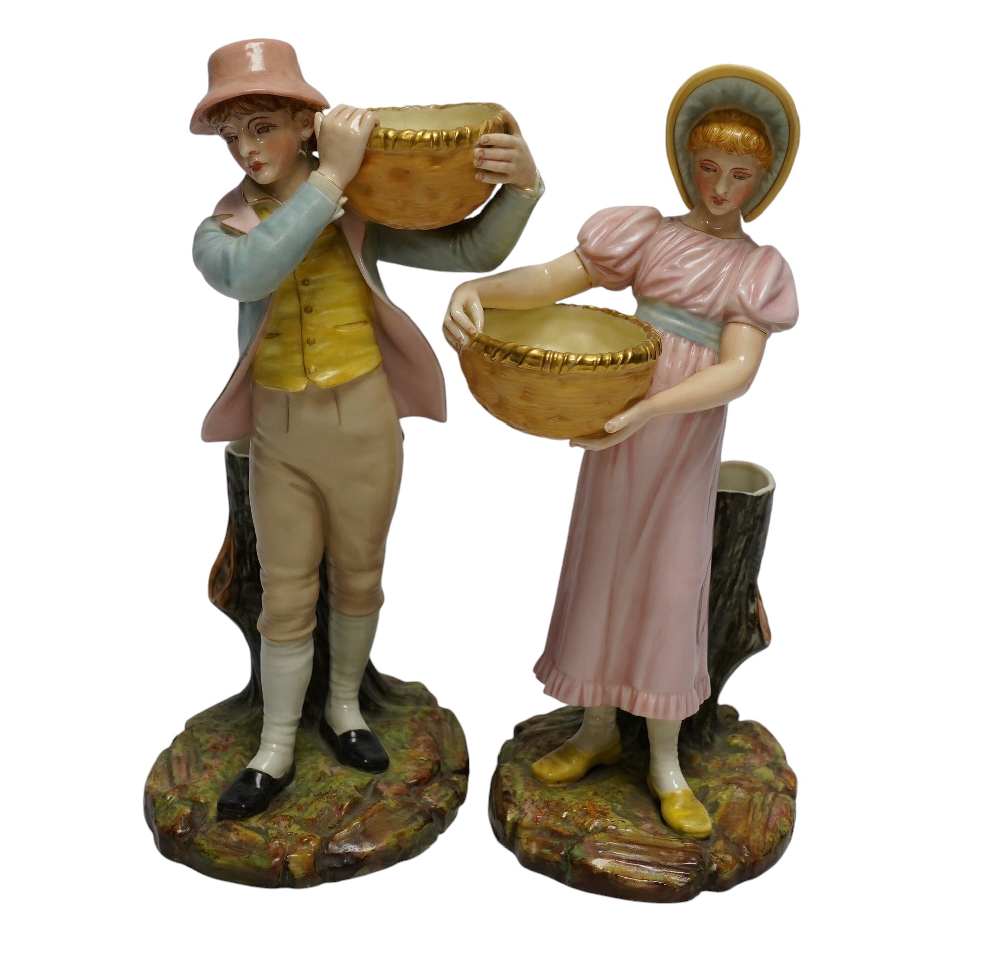 A pair of Victorian Worcester figures, shapes 880, 25.5cm. Condition - good                                                                                                                                                 