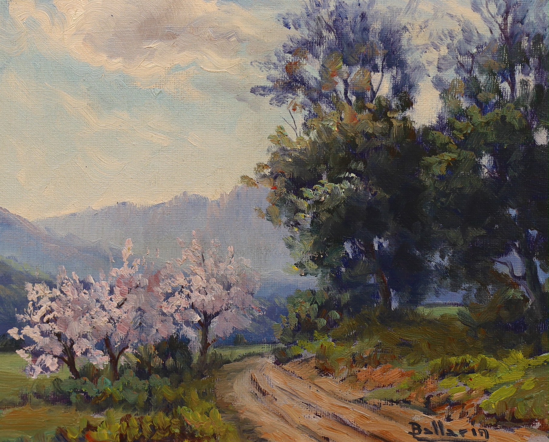 Daniel Grustan Ballarin (1920-2013), oil on canvas, Italian hillside view, signed, 21 x 26cm                                                                                                                                
