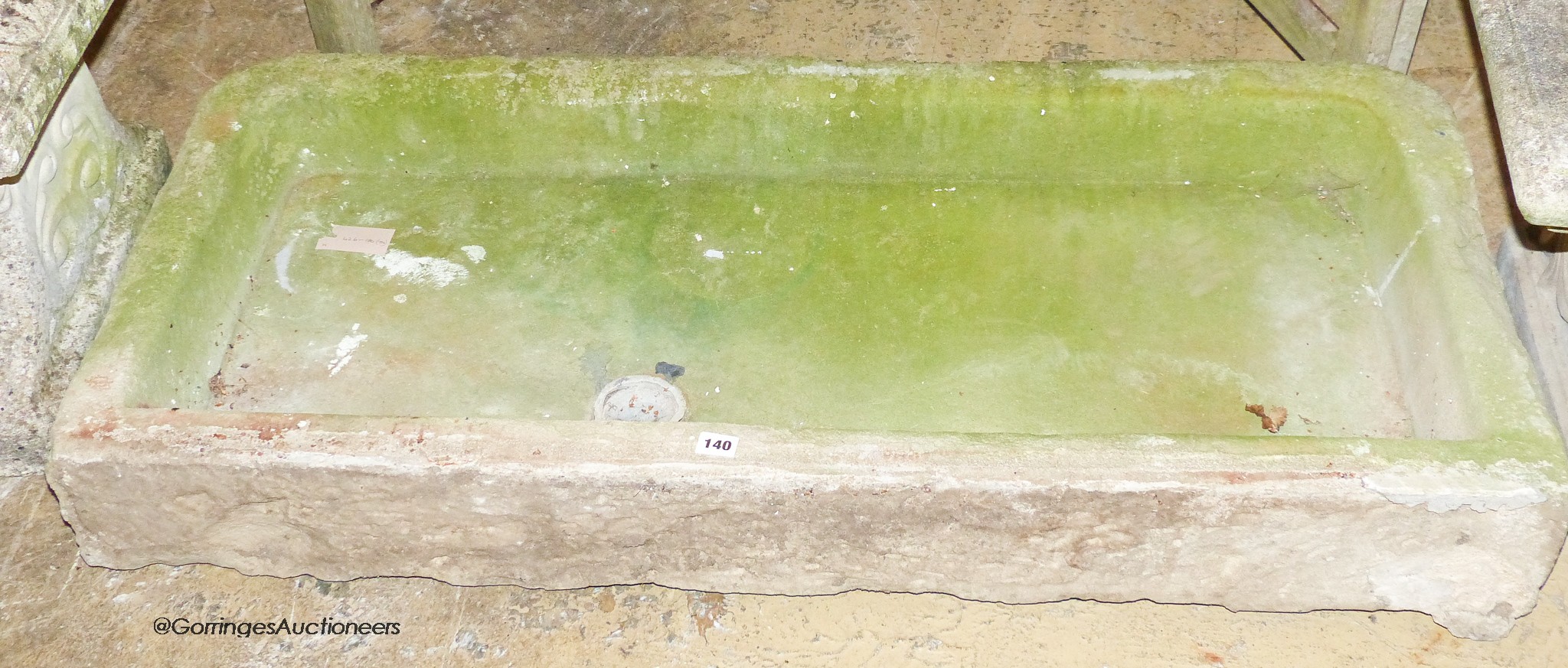 A large stone sink, width 120cm, depth 53cm, height 18cm                                                                                                                                                                    
