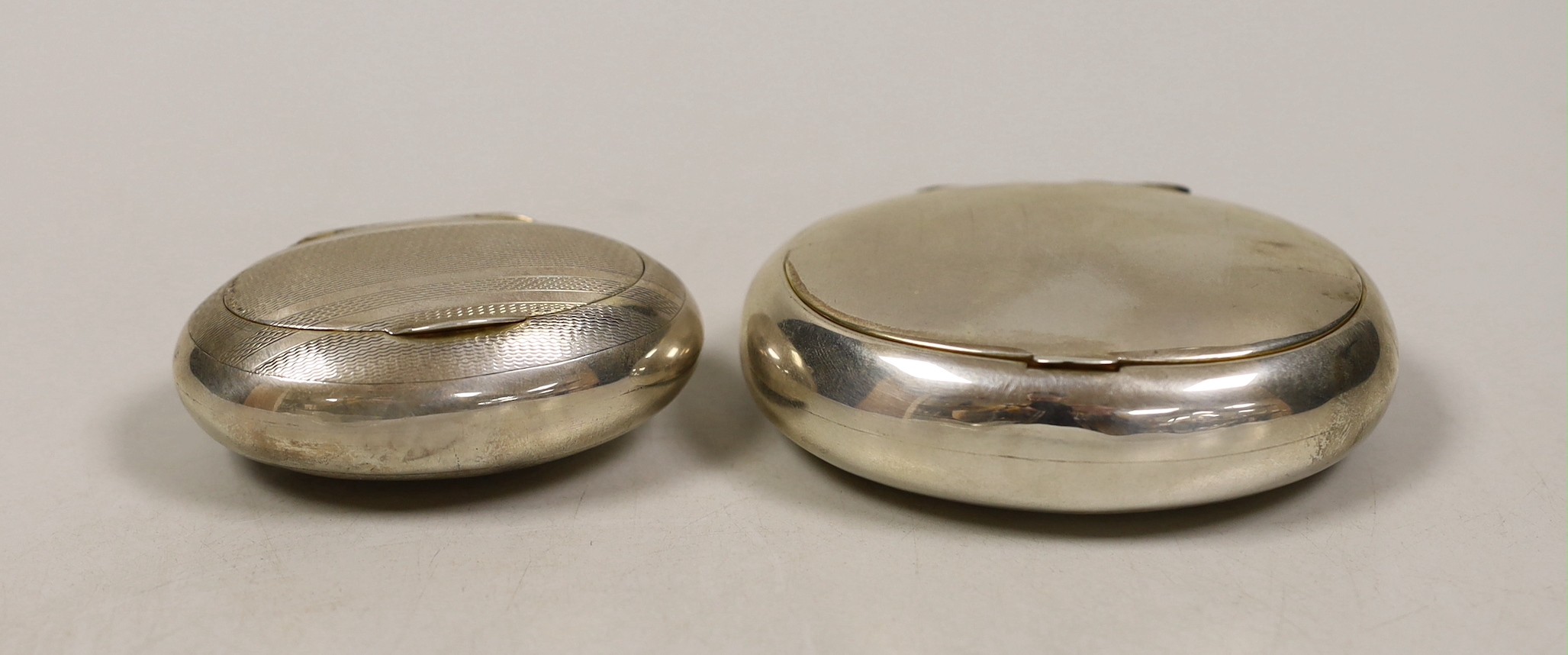 Two early 20th century silver tobacco boxes, including Birmingham, 1906, largest 89mm.                                                                                                                                      