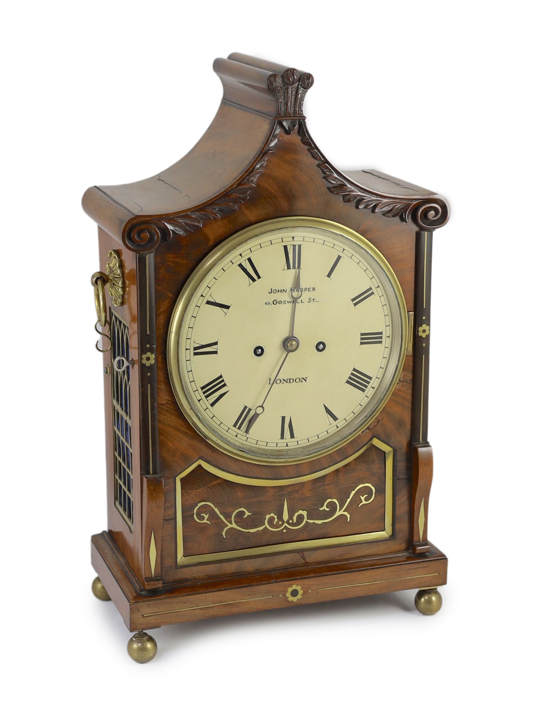 John Harper of London. A William IV brass inset mahogany bracket clock, width 30cm depth 15.5cm height 51cm                                                                                                                 