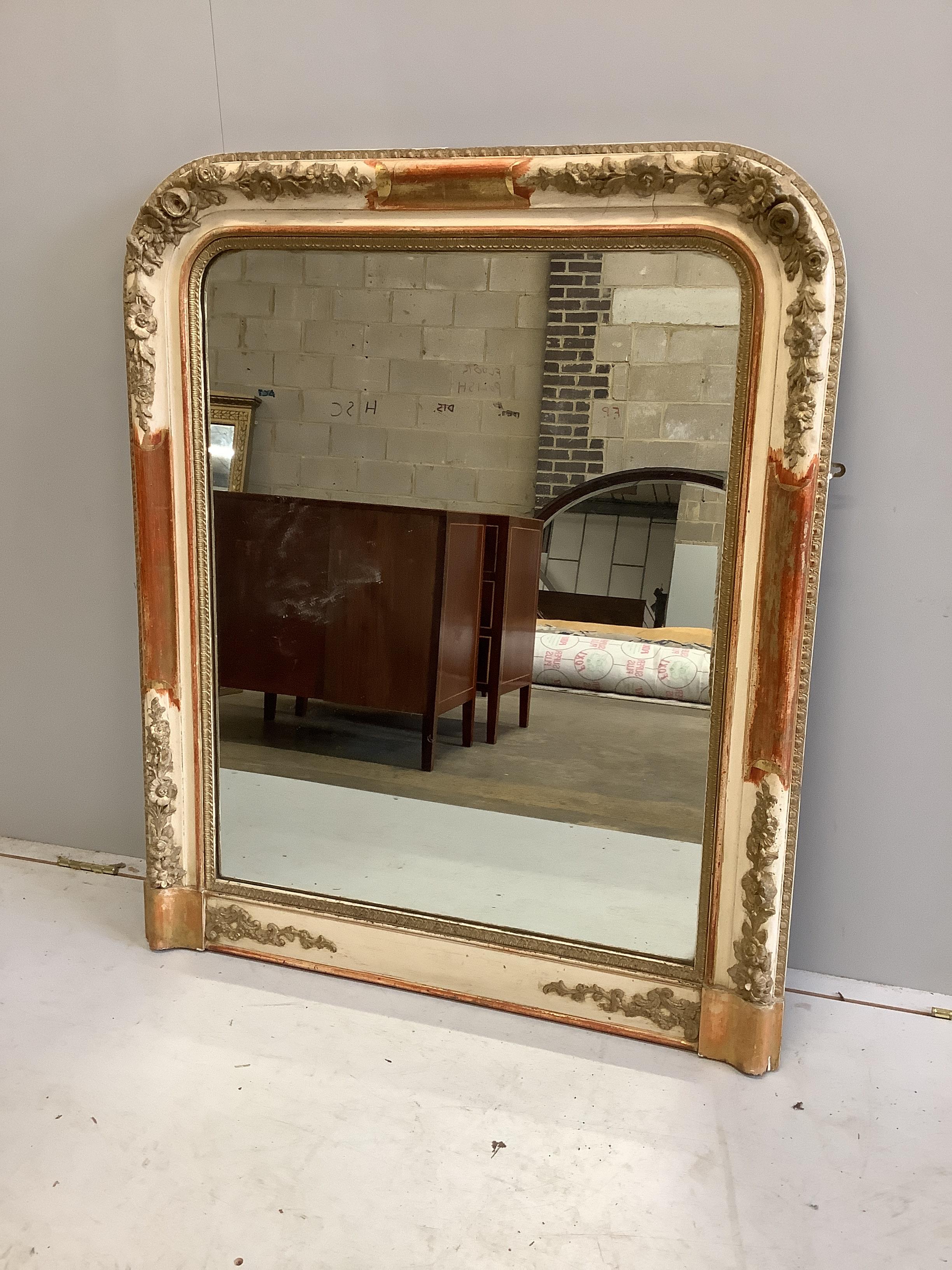 A 19th century Louis Philippe giltwood and composition wall mirror, width 90cm, height 109cm                                                                                                                                