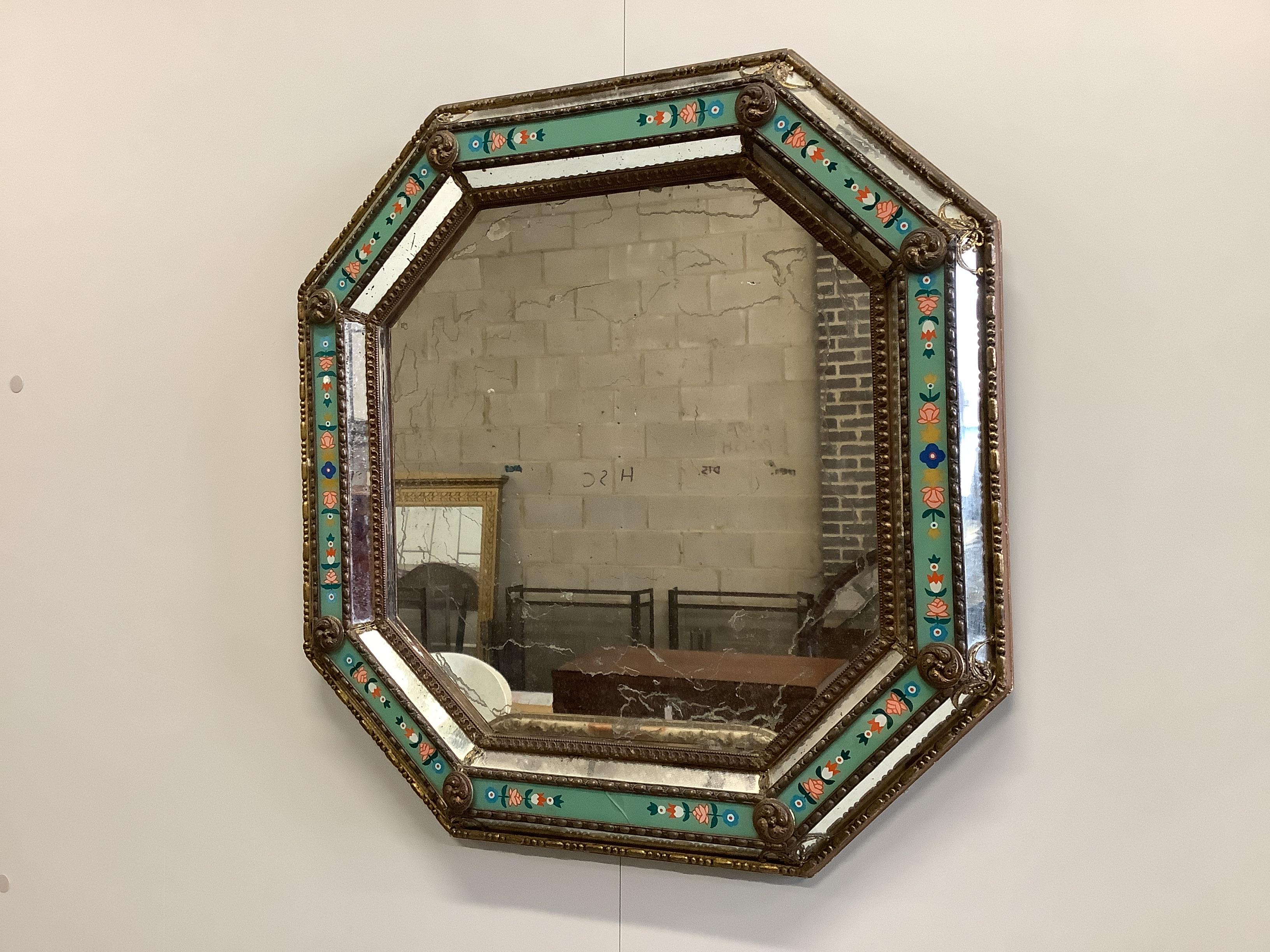 An octagonal Venetian wall mirror, width 50cm                                                                                                                                                                               