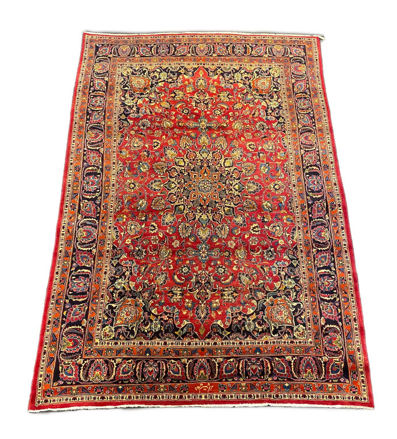 A Kashan claret ground carpet, 375cm x 250cm                                                                                                                                                                                