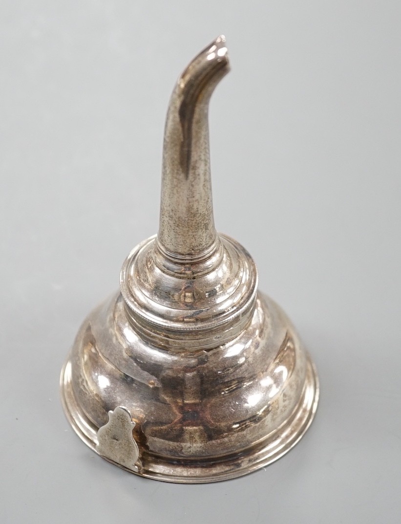 A small George III silver wine funnel, William Sumner, London, 1781, 11.4cm.                                                                                                                                                